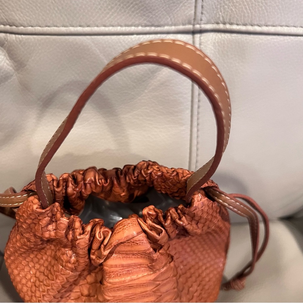 Adriana Castro Python Skin La Rossy Mini Bucket Bag Boho Chic Snake - Picture 4 of 13